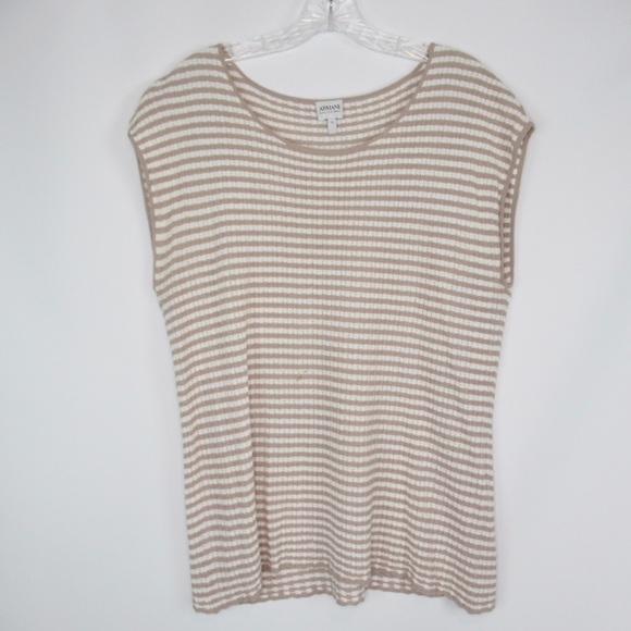 ARMANI COLLEZIONI Shell Tank & Cardigan Set Striped Pointelle Knit Women’s 10 - Picture 5 of 12